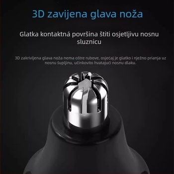 Električni trim nosnih dlačica za muškarce, USB punjivi, ugrađena baterija 100–300 mAh, trajanje baterije više od 7 dana, nije perivo, alat za uklanjanje dlačica iz nosa i ušiju