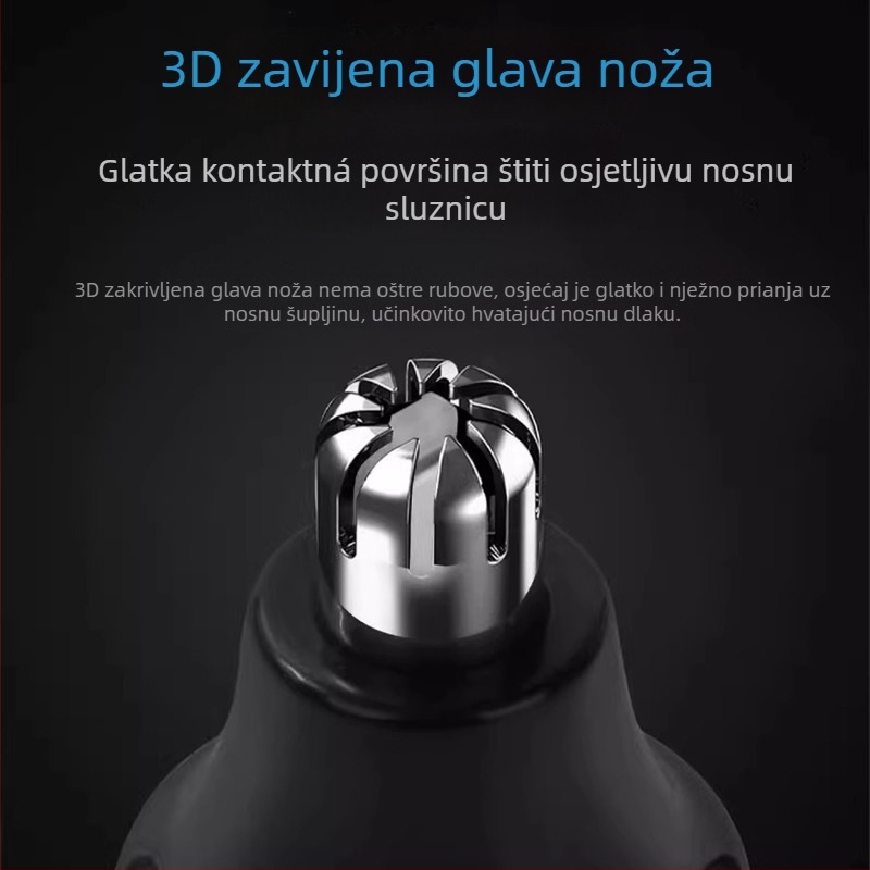 Električni trim nosnih dlačica za muškarce, USB punjivi, ugrađena baterija 100–300 mAh, trajanje baterije više od 7 dana, nije perivo, alat za uklanjanje dlačica iz nosa i ušiju