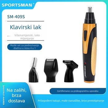 Muški električni trimer za nos – mini 4-u-1 set za nos, uši i obrve