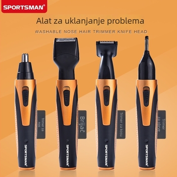 Muški električni trimer za nos – mini 4-u-1 set za nos, uši i obrve
