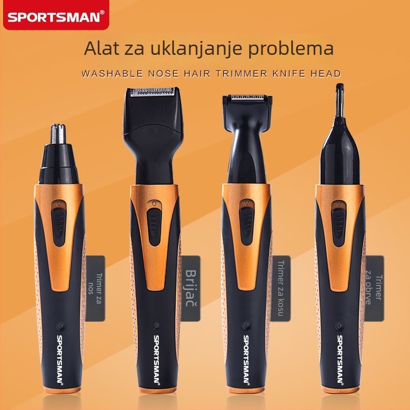 Muški električni trimer za nos – mini 4-u-1 set za nos, uši i obrve