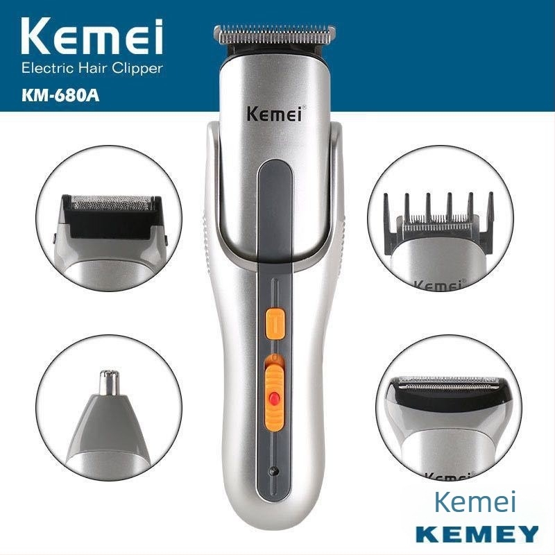KEMEI KM-680A višefunkcijski uređaj za šišanje kose s nehrđajućim oštricama, punjiv, 5W, uključuje četkicu za čišćenje, za opću upotrebu
