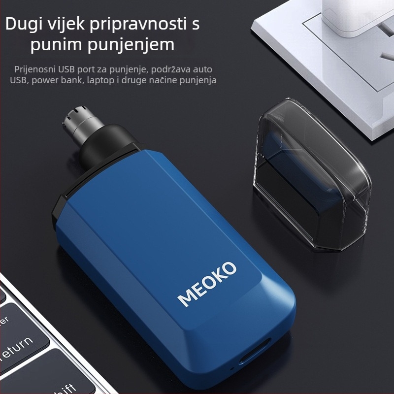Električni trimer za nosne dlačice, USB punjenje, ugrađena baterija 100–300 mAh, kompaktnog dizajna, odvojiva glava za čišćenje, trajanje baterije više od 15 dana