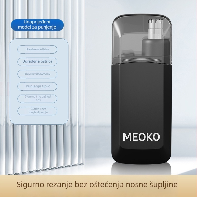 Električni trimer za nosne dlačice, USB punjenje, ugrađena baterija 100–300 mAh, kompaktnog dizajna, odvojiva glava za čišćenje, trajanje baterije više od 15 dana