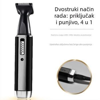 Električni muški trimer za nos – višenamjenski alat za njegu lica (nos, obrve i brijanje) s ugrađenom baterijom