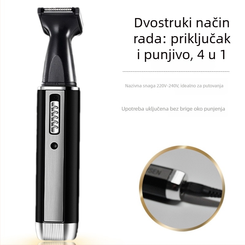 Električni muški trimer za nos – višenamjenski alat za njegu lica (nos, obrve i brijanje) s ugrađenom baterijom