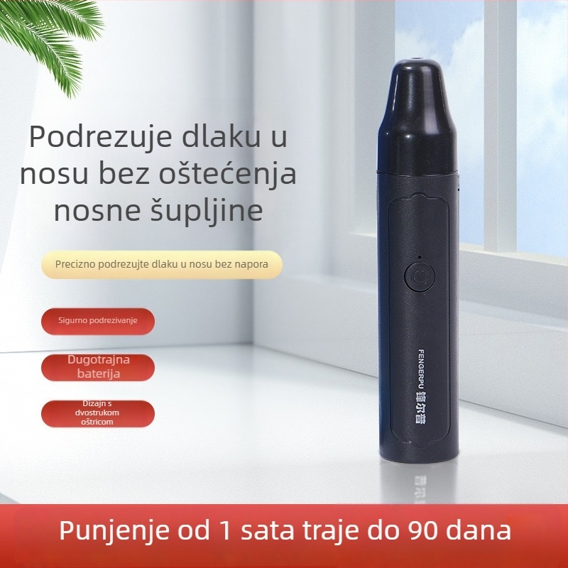 Električni muški trimer za nos – višenamjenski alat za njegu lica (nos, obrve i brijanje) s ugrađenom baterijom