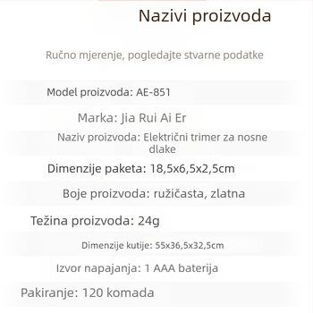 Električni trimer nosnih dlačica – ABS kućište, baterijsko napajanje, prenosno, 24 g, nije za pranje