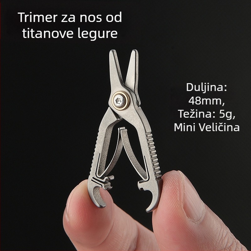 Mini titanijeve legure škarice za nosne dlačice, s kružnim vrhom, unisex, ručna, za nos, bradu i obrve