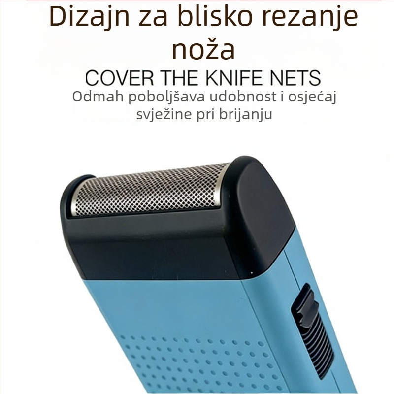 Električni brijač s glavom recipročnog hoda (1 glava), plutajuća glava, mokro i suho brijanje, napajanje, autonomija 45–60 minuta