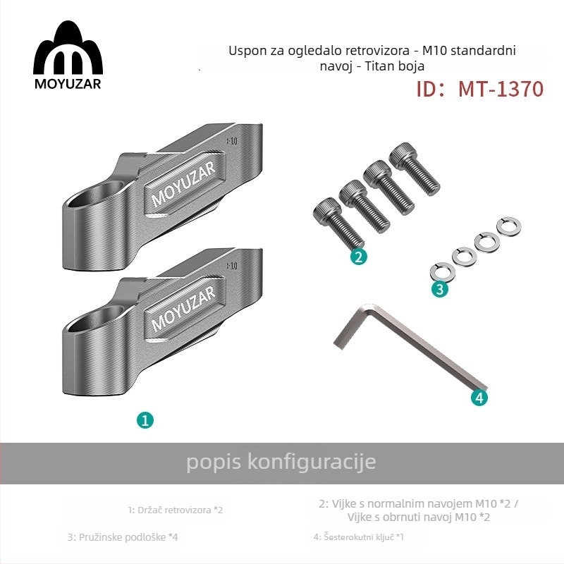 Reader proširivač nosača retrovizora za motocikl od aluminijske legure