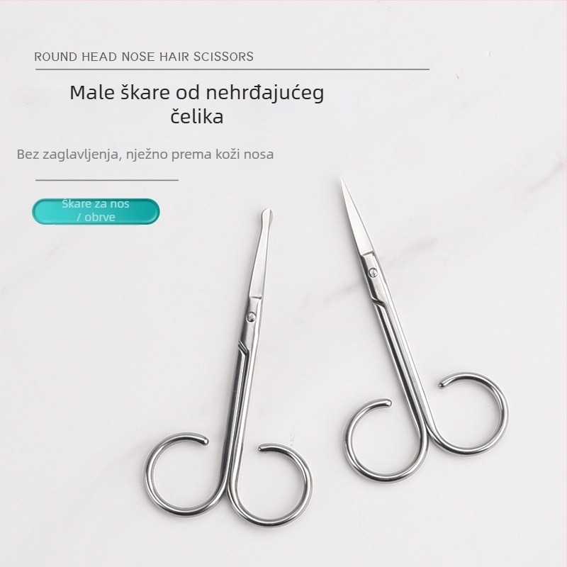 Nerđajuće čelične škare za obrve i dlačice nosa s oštrim vrhovima – kozmetički alat Xingguan, podrijetlo Yangjiang