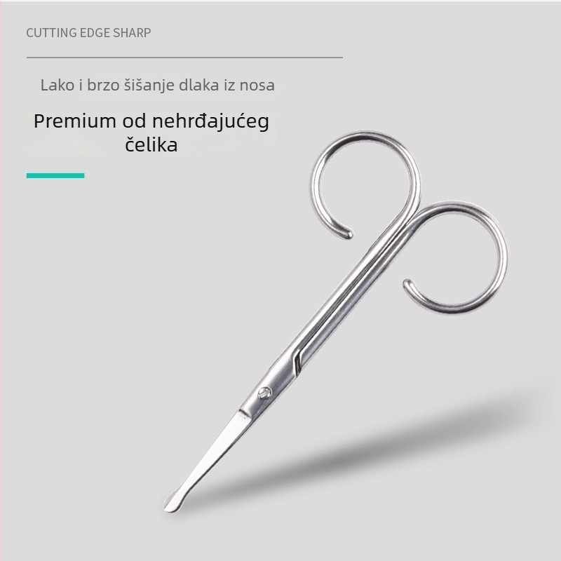 Nerđajuće čelične škare za obrve i dlačice nosa s oštrim vrhovima – kozmetički alat Xingguan, podrijetlo Yangjiang