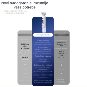 Aux/oaks Uređaj za Čišćenje Lica s Uklanjanjem Crnih Točaka, Topli Kompres i Ekstraktor Akní s Bublinama – Prijenosni, Ugrađena Baterija 800–1000 mAh
