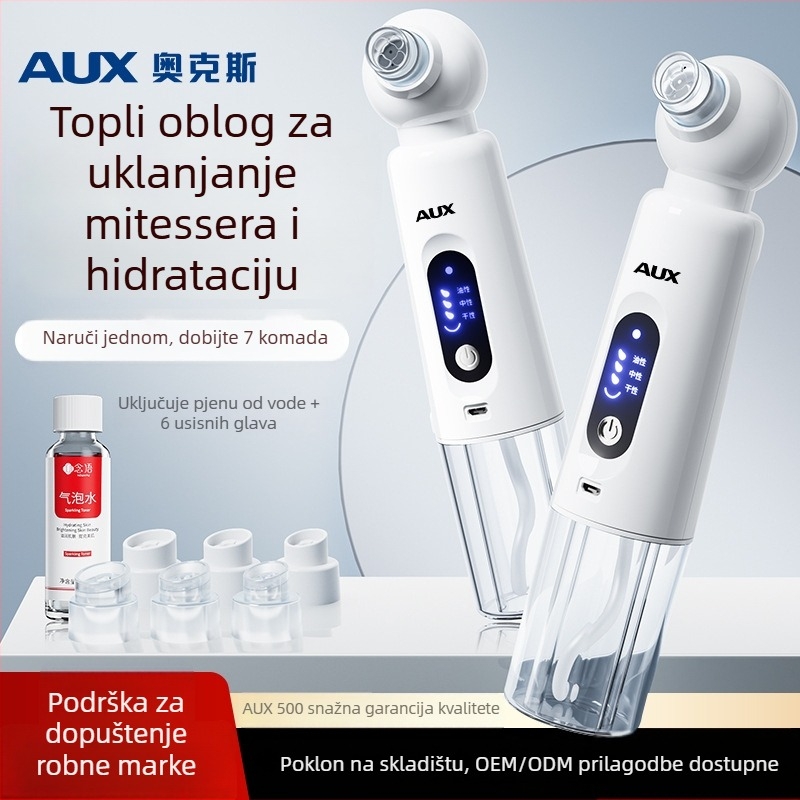 Aux/oaks Uređaj za Čišćenje Lica s Uklanjanjem Crnih Točaka, Topli Kompres i Ekstraktor Akní s Bublinama – Prijenosni, Ugrađena Baterija 800–1000 mAh