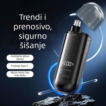 Trimer za nos s LCD zaslonom, nehrđajući čelik, prijenosni, ugrađena litijska baterija, trajanje baterije 7 dana