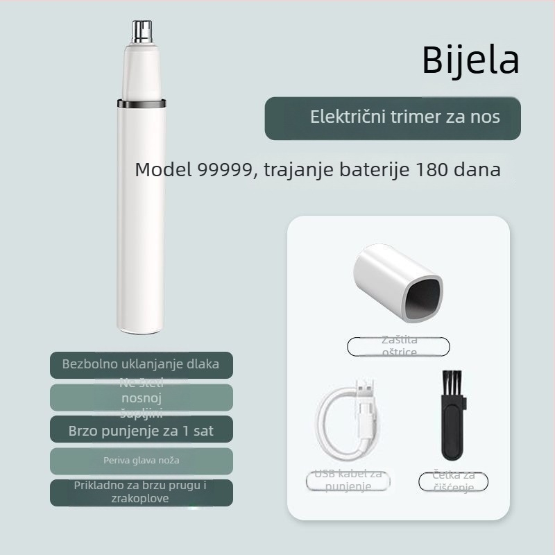 Prijenosni električni trimer za nosne dlačice Milip ABS USB punjenje