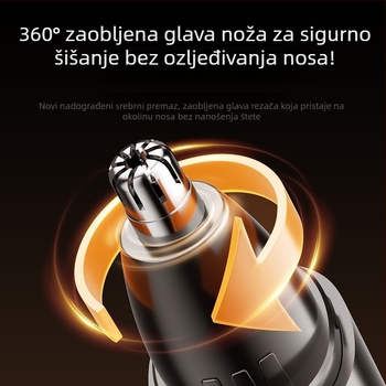 Trimer za nosne dlake - punjivi, vodootporan, ABS kućište, ugrađena baterija (Trajanje >30 dana, Kapacitet baterije 100–300 mAh, Može se prati pod vodom)