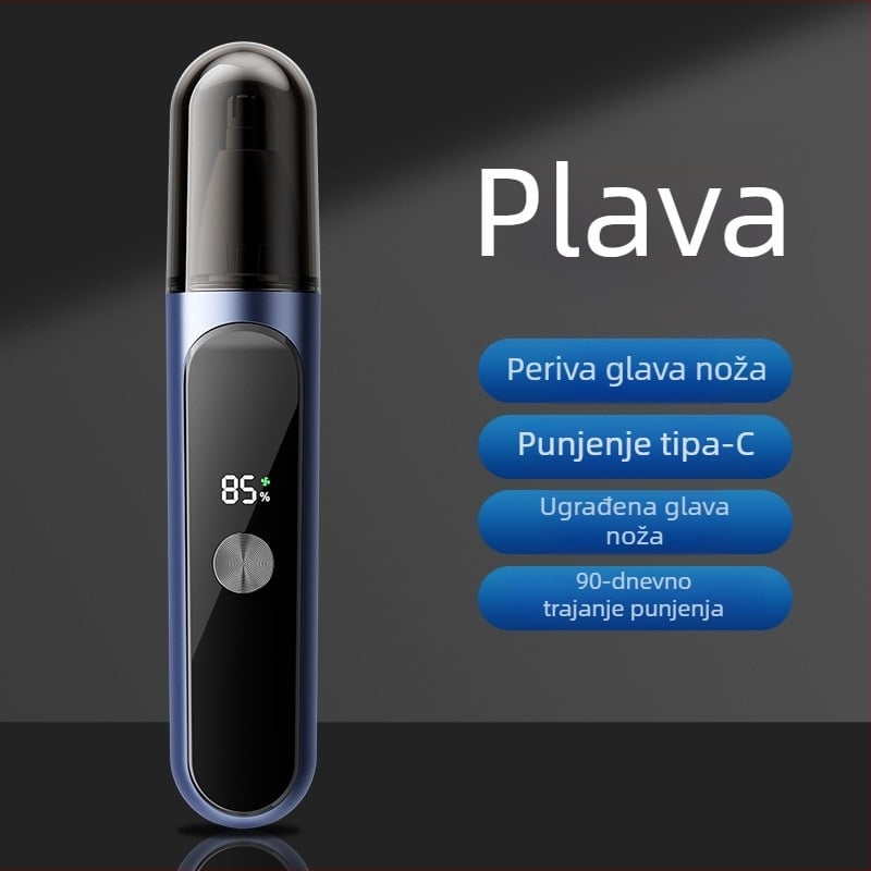 Trimer za nosne dlake - punjivi, vodootporan, ABS kućište, ugrađena baterija (Trajanje >30 dana, Kapacitet baterije 100–300 mAh, Može se prati pod vodom)