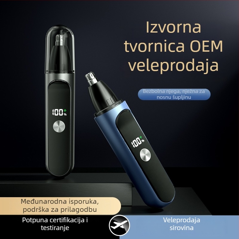 Prijenosni električni trimer za nosne dlačice, lice i bradu