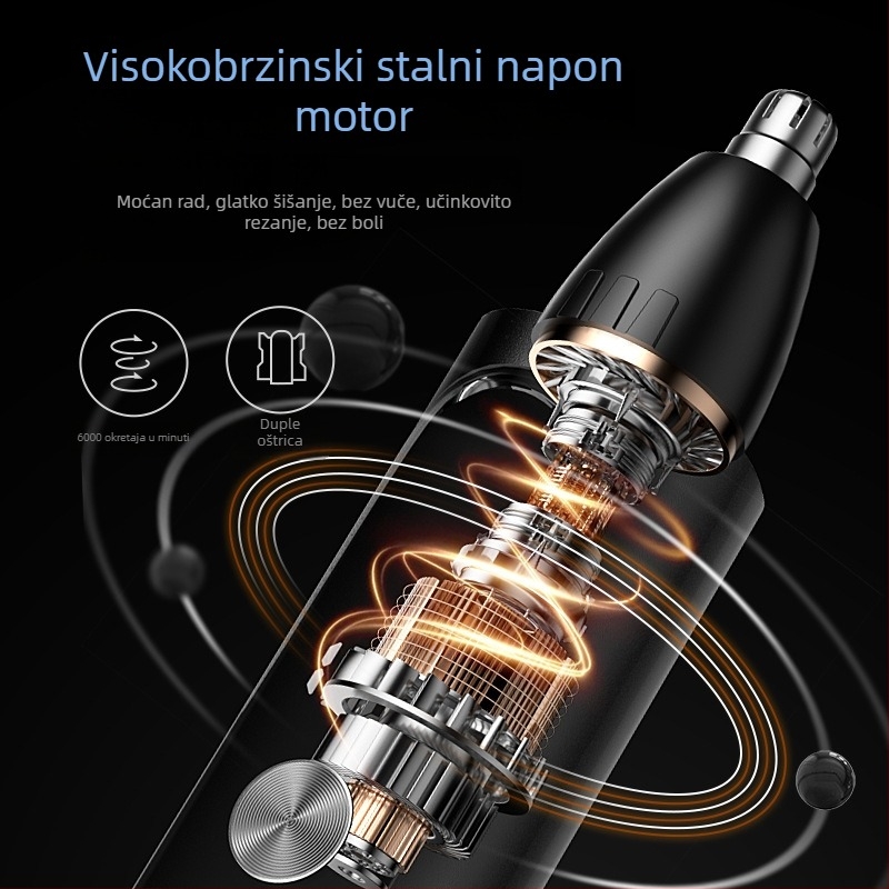 Prijenosni električni trimer za nosne dlačice, lice i bradu