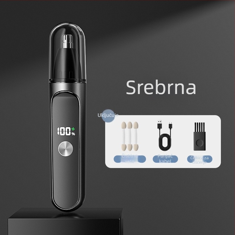 Prijenosni električni trimer za nosne dlačice, lice i bradu