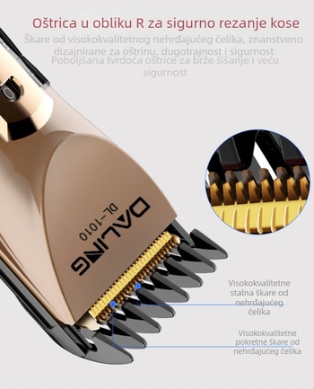 DL-1010 Prenosivi električni stroj za šišanje kose s titanijem legure oštricom, odvojiva i periva oštrica, ugrađena baterija 300–500 mAh
