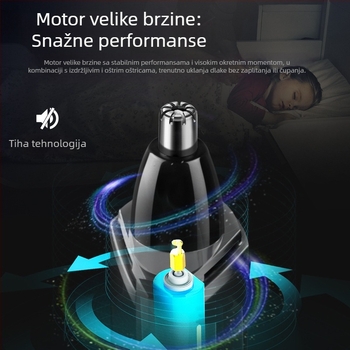 Kemei električni trimer za nos, oštrica od nehrđajućeg čelika, 360° periva glava, napajanje suhom baterijom