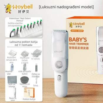 Dječji električni clipper za kosu sa tihim radom i automatskim usisavanjem dlačica, punjivi, 12W, vodootporan, branda Good ibe
