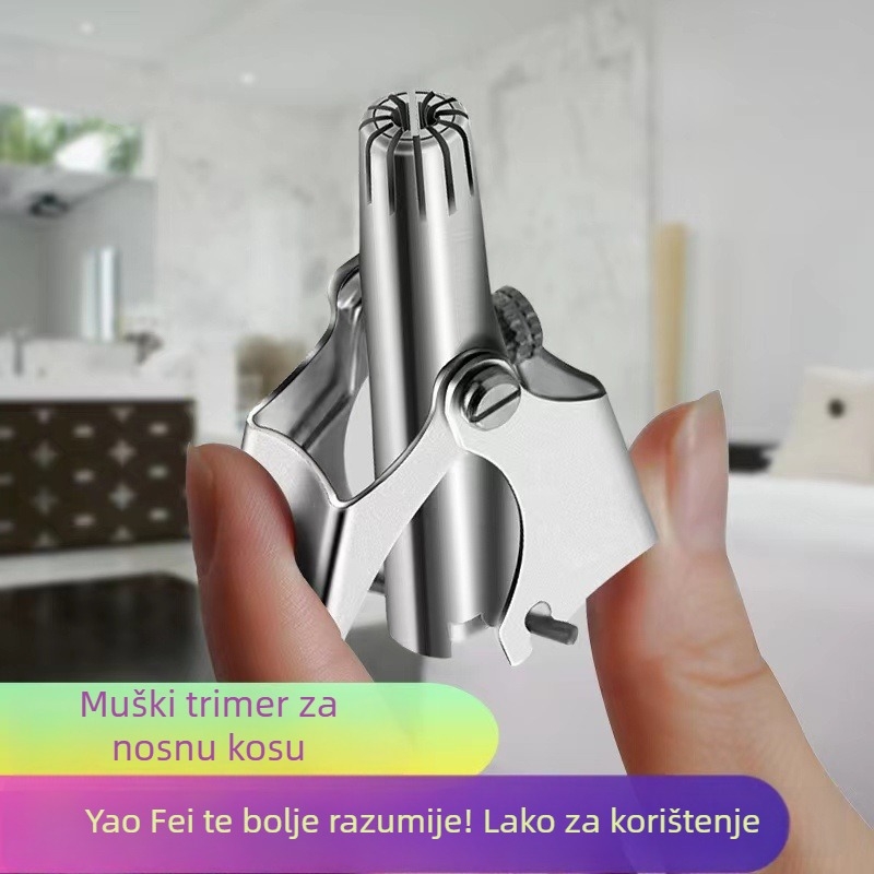 Trimer za nosne dlačice – ručni, nehrđajući čelik, periv, bez baterije
