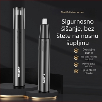 Trimer za nosne dlačice – prijenosni, montiran u vozilo, baterijsko napajanje, odvojiva i periva glava, ABS kućište