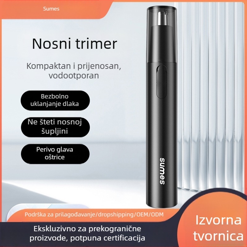 Trimer za nosne dlačice – prijenosni, montiran u vozilo, baterijsko napajanje, odvojiva i periva glava, ABS kućište