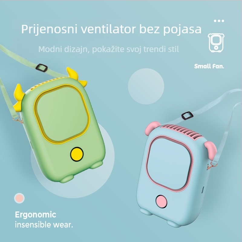 Ventilator za vrat i ručni ventilator, bez lopatica, USB punjenje, 3 brzine, integrirana baterija