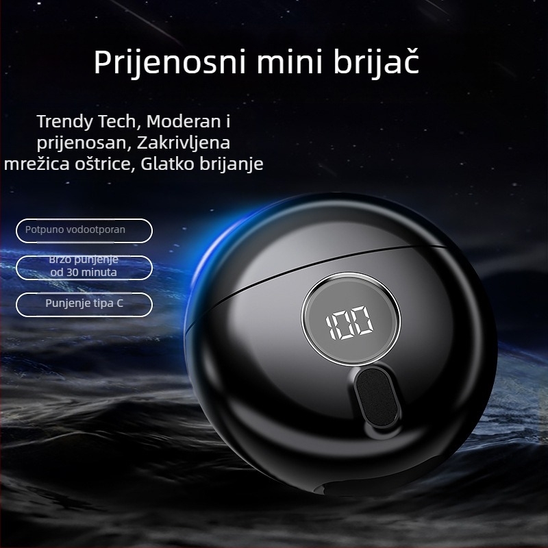 USB punjač mini električni brijač s plivajućom glavom, digitalnim zaslonom, tiho za putovanja