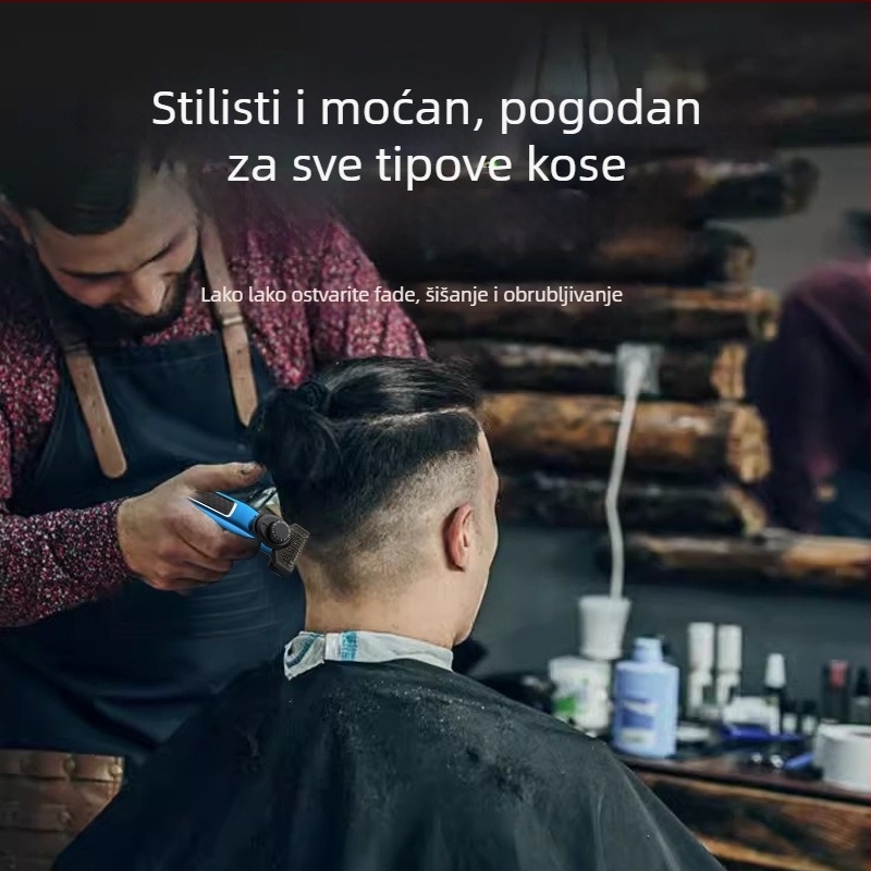 4-u-1 višenamjenski elektromos šišač kose, brijač i trimer nosnih dlačica, punjiv, ugrađena 800–1000 mAh baterija, nehrđajući čelik
