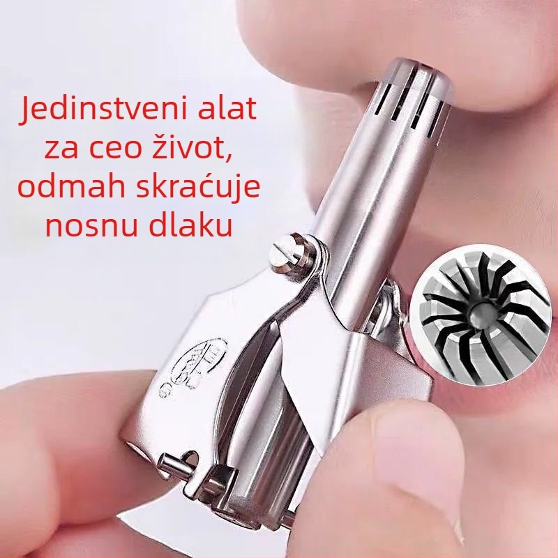 Ručni trimer za nosne dlačice – nehrđajući čelik, okrugla glava, za žene i muškarce (Materijal: nehrđajući čelik; Funkcija: trimer nosnih dlačica; Način rada: ručni; Glava: okrugla)