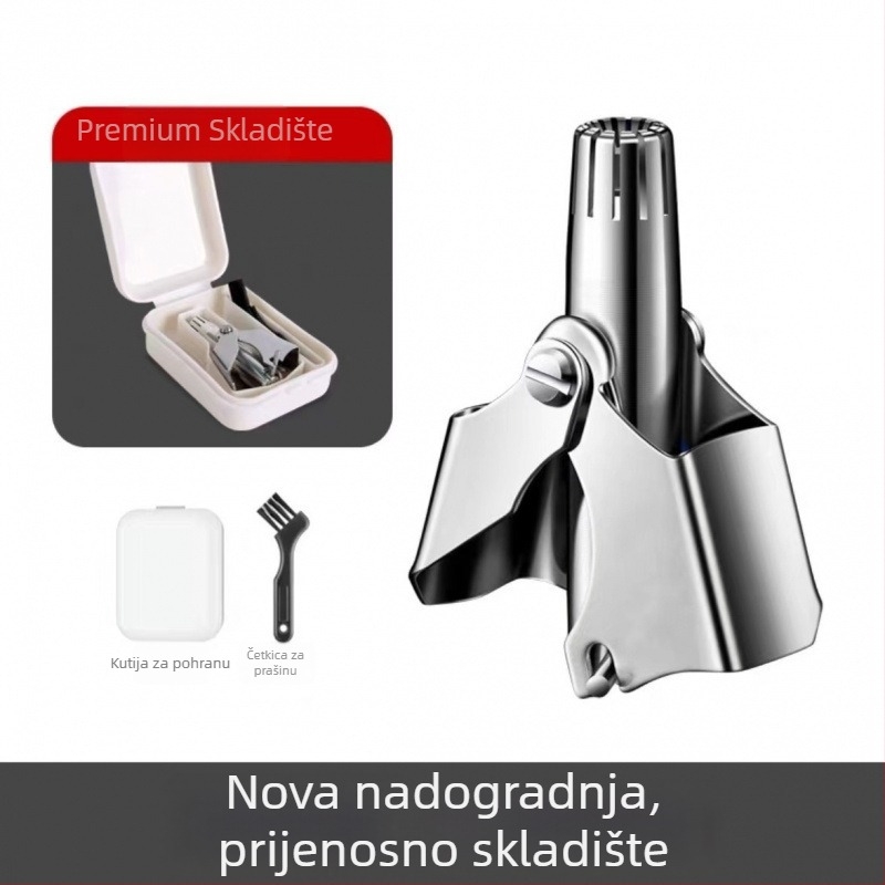 Ručni trimer za nosne dlačice – nehrđajući čelik, okrugla glava, za žene i muškarce (Materijal: nehrđajući čelik; Funkcija: trimer nosnih dlačica; Način rada: ručni; Glava: okrugla)