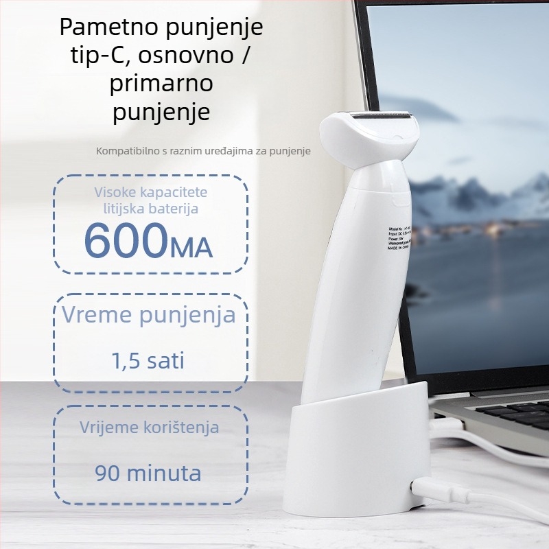 HT-562 USB napajanje, ženski električni brijač — 5-u-1, mokro/suvo, cijelo tijelo se može prati