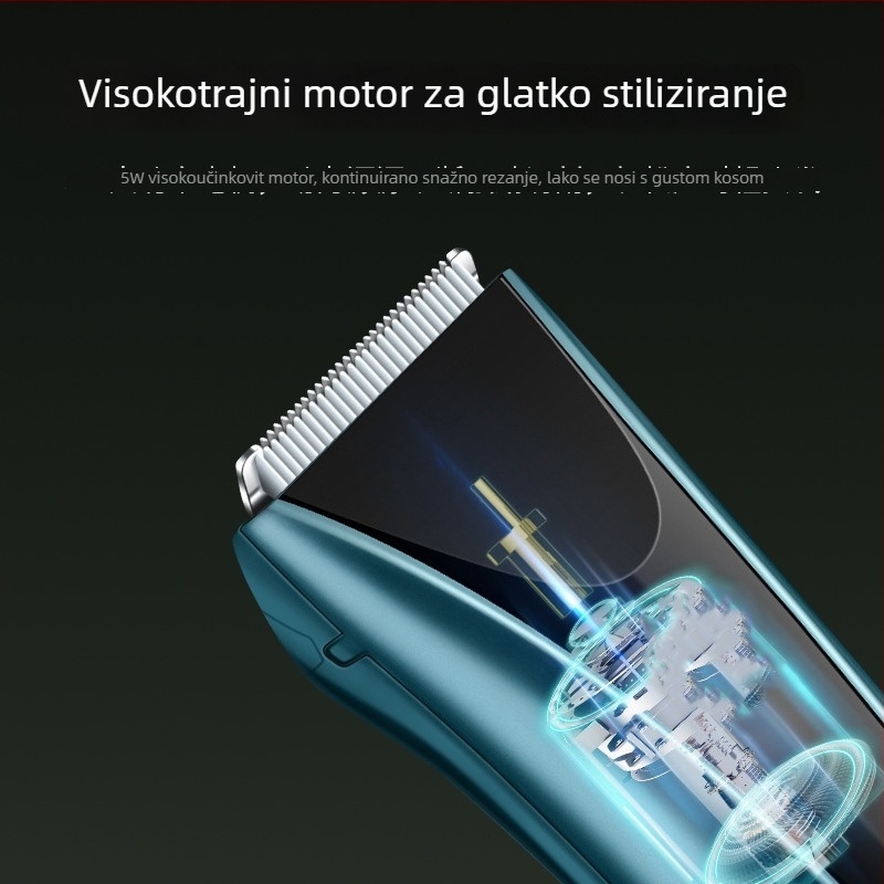 Električni stroj za šišanje kose za odrasle, punjivi, vodootporan, keramičke oštrice, četkasti motor, za cijelo tijelo