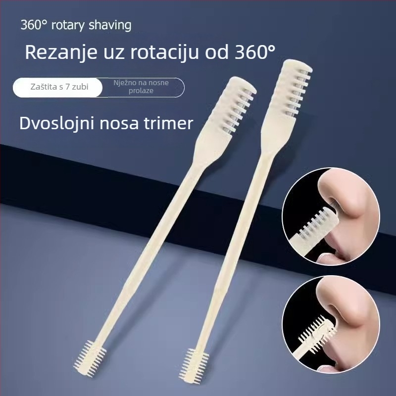 Dvostrano ručni trimer za nosne dlačice, nehrđajući čelik, potpuno periv, ručni pogon, za muškarce i žene