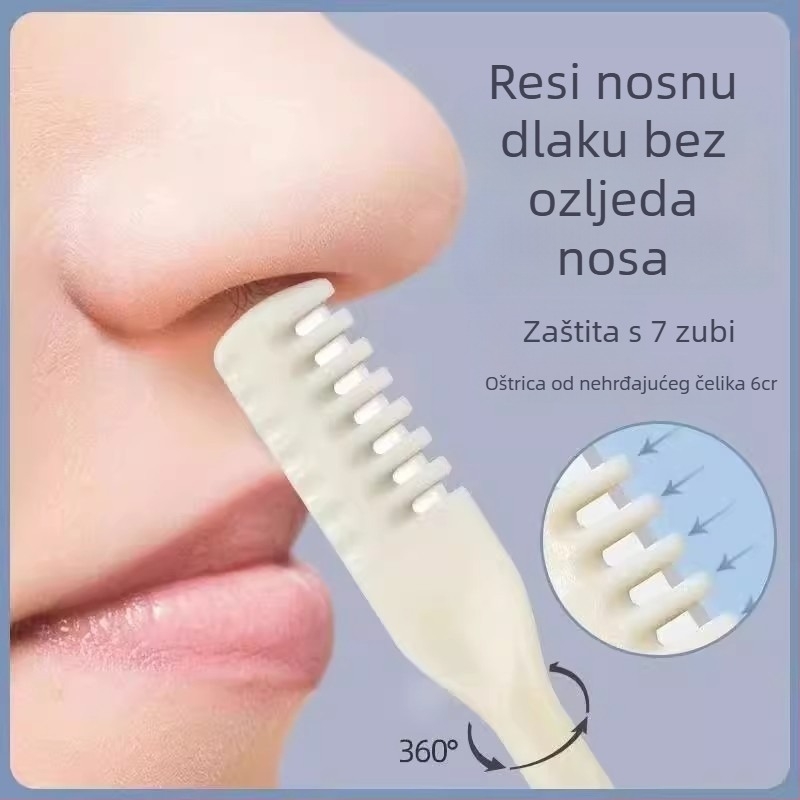 Dvostrano ručni trimer za nosne dlačice, nehrđajući čelik, potpuno periv, ručni pogon, za muškarce i žene