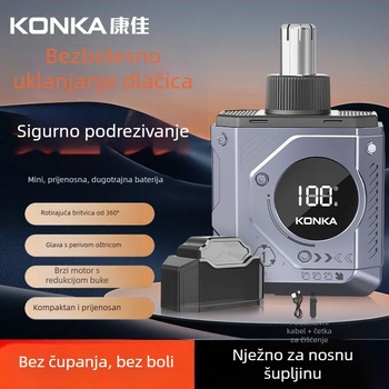 Konka trimer za nosne dlačice s digitalnim zaslonom, unisex, kompaktni prenosni električni trimer za nos