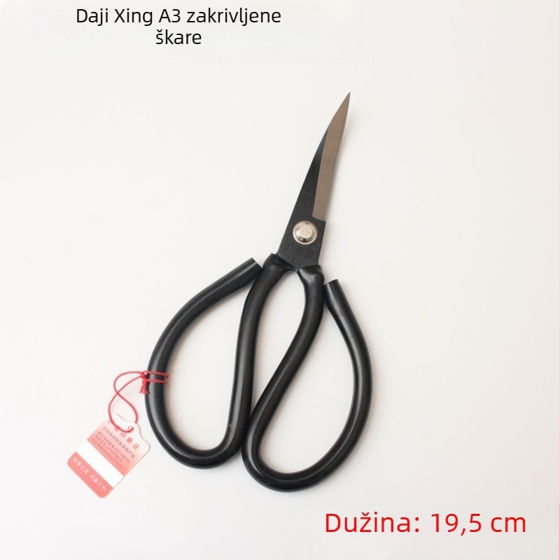 Kožne škare s zakrivljenom glavom – Big Jixing, industrijske; materijal: visoko ugljično čelika; površina: crno oksidirana; oblik lakta; namjena: industrija; težina: 265 g