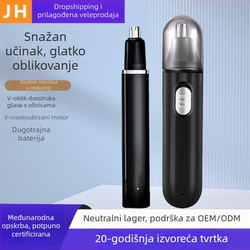 Prijenosni električni trimer za nosne dlačice, s ugrađenom baterijom, odvojiva i periva glava oštrice, vodootporan, trajanje baterije više od 7 dana, kapacitet ugrađene baterije 100–300 mAh