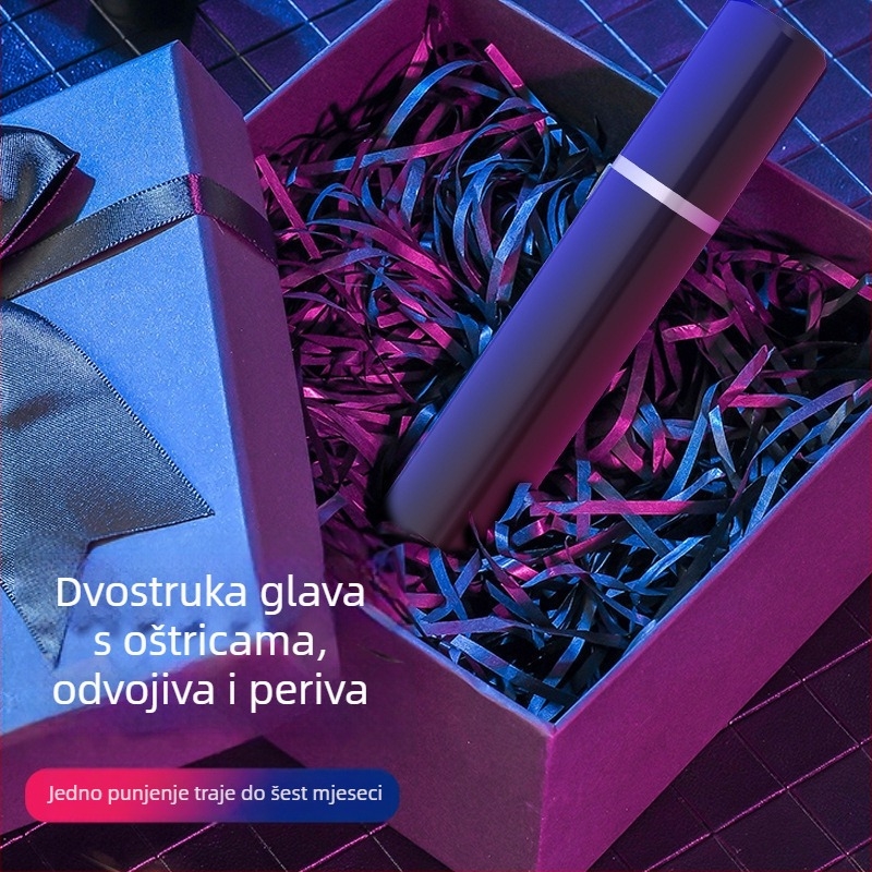 Prijenosni električni trimer za nosne dlačice, s ugrađenom baterijom, odvojiva i periva glava oštrice, vodootporan, trajanje baterije više od 7 dana, kapacitet ugrađene baterije 100–300 mAh