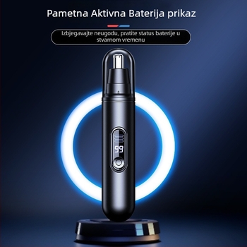 Električni trimer za nos, punjivi, ugrađena baterija 300–500mAh, odvojiva i periva glava za rezanje, kućište od ABS-a