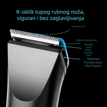 Električni brijač s rotirajućom glavom od 3 oštrice, digitalni zaslon, USB punjenje, ugrađena baterija 800-1000 mAh, 60 minuta rada, periva glavica