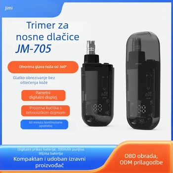 Električni trimer za nosne dlačice za muškarce i žene s digitalnim zaslonom, punjiv, vodootporan, ugrađena baterija, odvojiva periva glava
