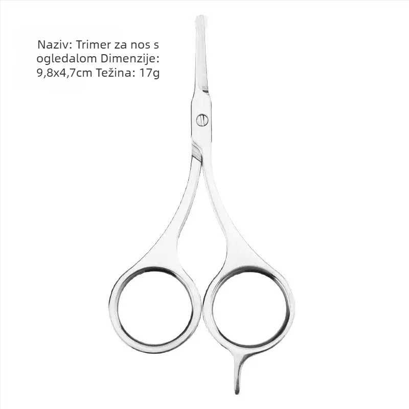 Nehrđajući čelični trimer za obrve i nosnu dlaku, s okruglom glavom, višenamjenski za bradu i kozmetičke škare