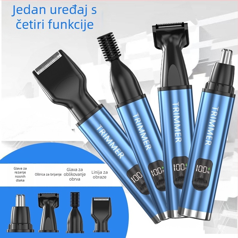 Nothing 4-u-1 električni grooming trimer za nos i lice: trimer za obrve, mini brijač, trimer za bočne brkove; punjivi, odvojiva periva glava, ugrađena baterija 100–300 mAh